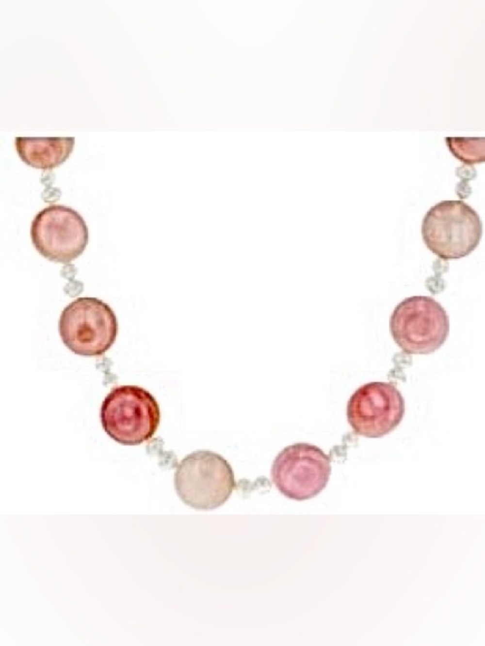 12mm Pink Conch Shell 3-3.5mm Freshwater Pearl Rhodium over Silver 36” Necklace